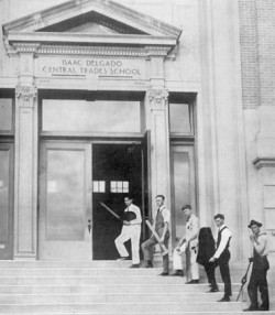 Historical black and white photo of Isaac Delgado Central Trades School from the early 20th century.