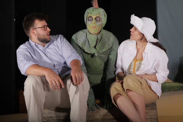 From left, Christian Warren, Henry Goldkamp and Tara Gehrkin in a scene from the Delgado Community College production of “Seascape” by Edward Albee.