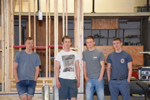 Byremo Upper Secondary School carpentry students from Norway at the Delgado Jefferson site.