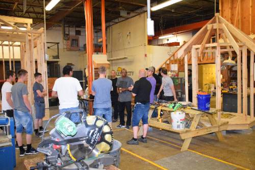 Delgado Carpentry students and faculty with Byremo Upper Secondary School carpentry students and teacher Eivind Systad.