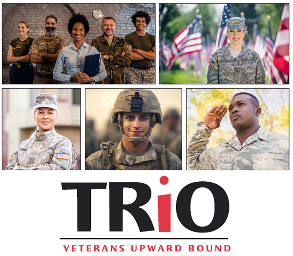 collage of vets with the TRiO Logo