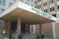 The front entrance to the Charity School of Nursing in downtown New Orleans