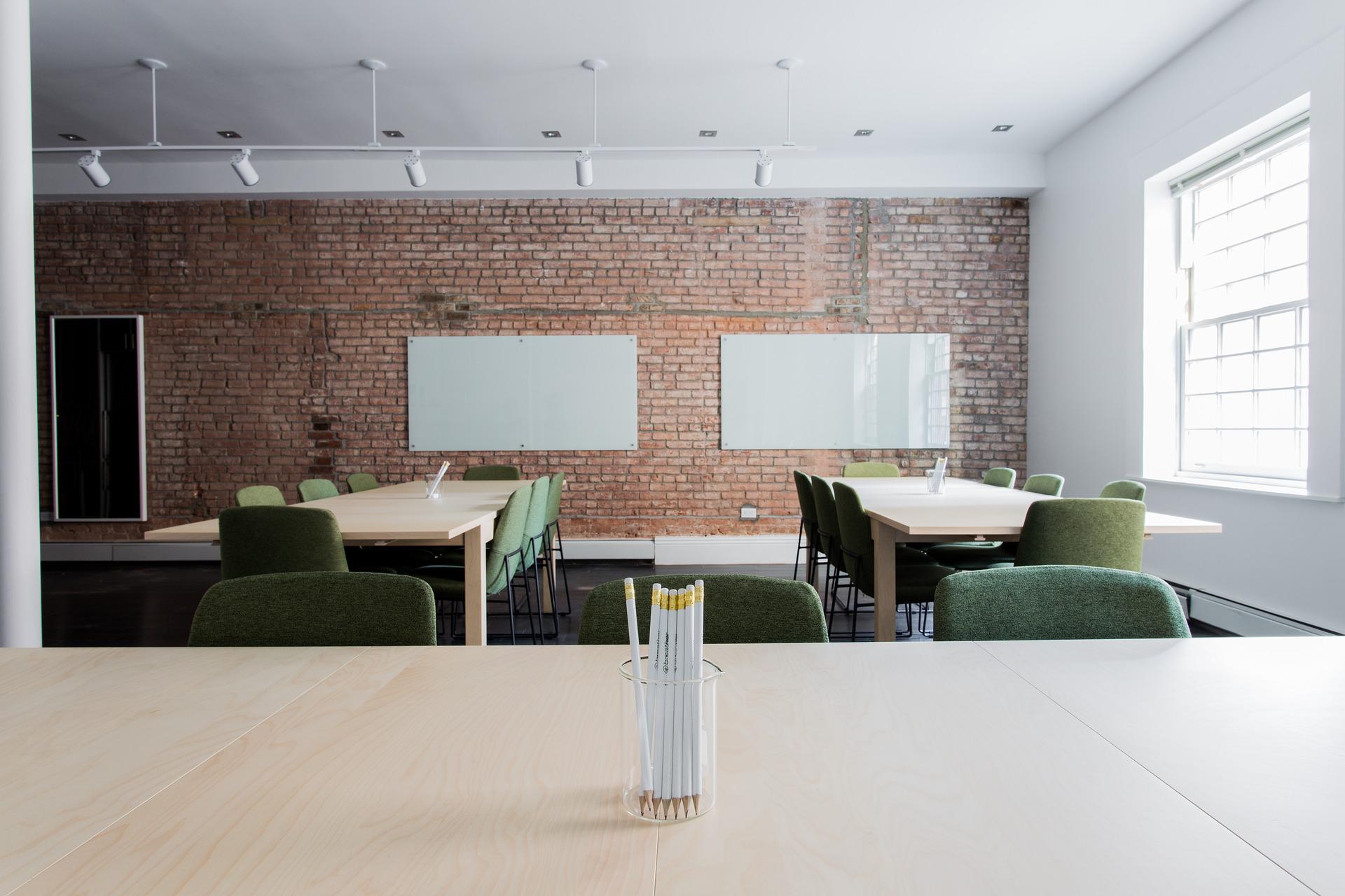 bricks and open chairs classroom