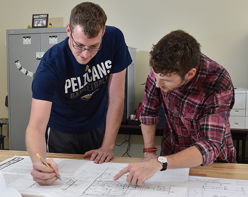 CADD student working in a classroom