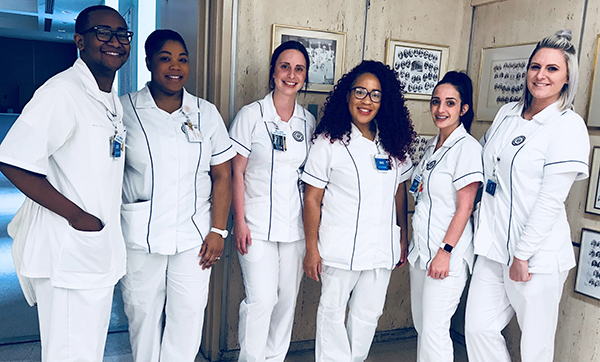 group picture of nurses in the charity hall way