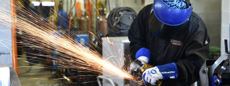 welding student practicing