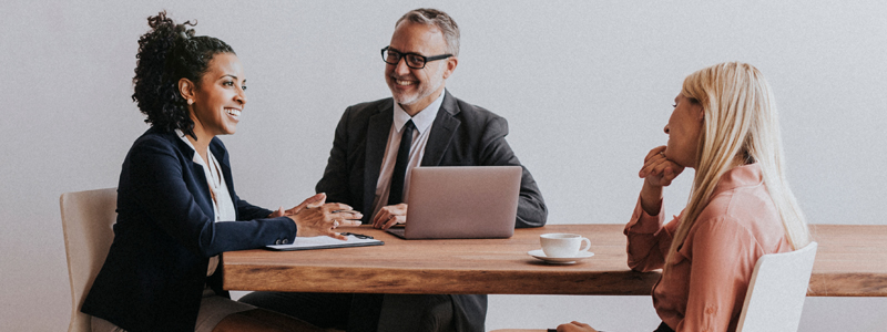 HR people discussing in a meeting room