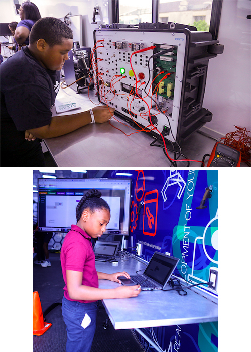 students working inside the lab