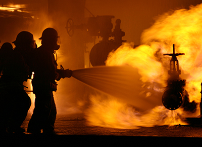 firefighters in action