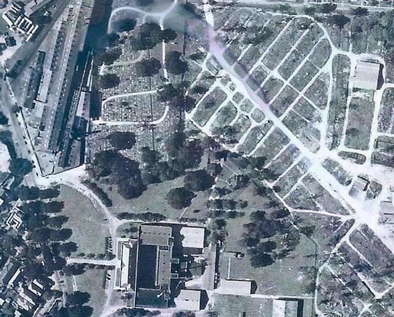 Aerial view of the City Park Campus and Higgins Industries