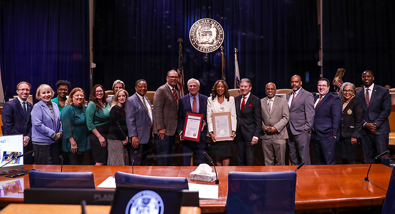 group photo of delgado people and the city council