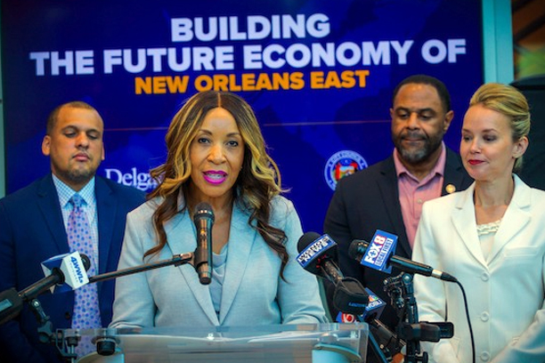 Chancellor speaking at the Mayor's News Conference