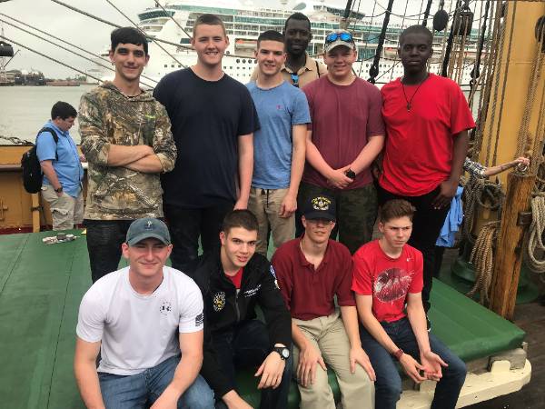NOMMA cadets on board the Picton Castle in Galveston, TX. The cadets are sailing on the tall ship to their home city of New Orleans, arriving Thursday, April 19.