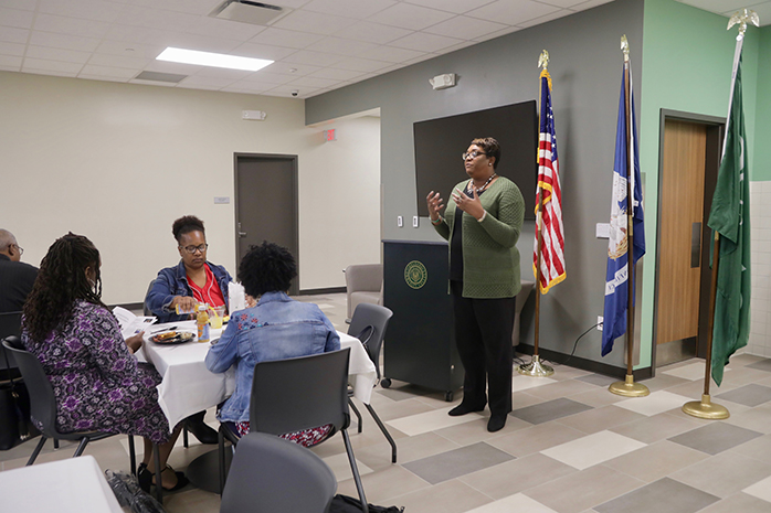 Vice Chancellor Arlanda Williams gives speech at the River City campus