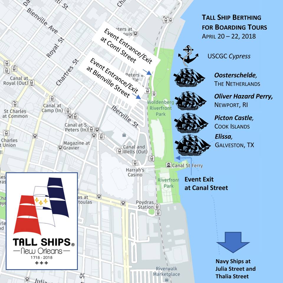 Map of Tall Ships New Orleans itinerary