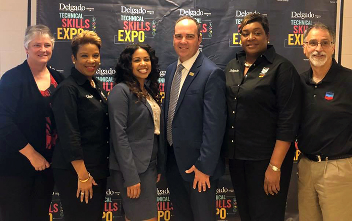 Pictured at the TSE 2018 kickoff, left to right: Lou Guthrie (Louisiana Economic Development), Vice Chancellor Arnel Cosey, Leah Brown (Chevron), Chancellor William Wainwright, Vice Chancellor Arlanda Williams, Greg Abdelnoor (Chevron).