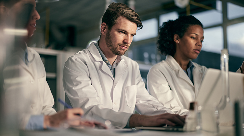 diverse group working in a lab