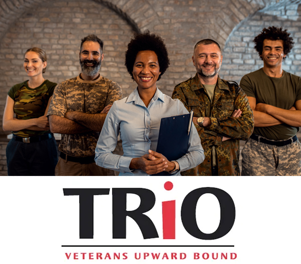 collage of vets with the TRiO Logo
