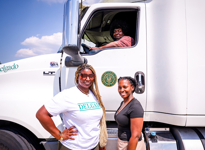 Students in front of a CDL Truck
