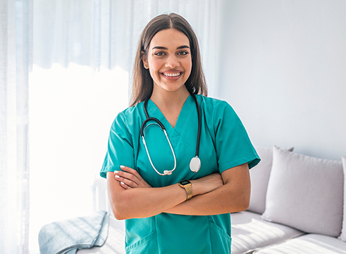 young female nurse with stethoscope