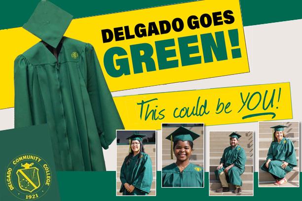 green cap and gown